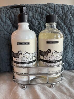 Beekman 1802 Pure Goat Milk Hand Wash & Lotion Caddy Set Fragrance Free NEW